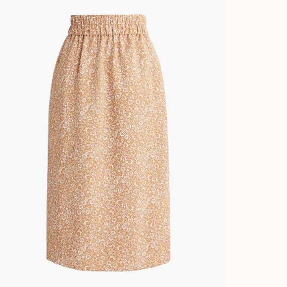 J Crew Pull On Pencil Midi Skirt Golden Floral Print Skirt Size  XXL NWT - Picture 2 of 9